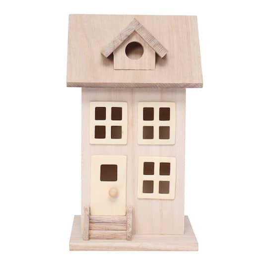 7.5&#x22; Unfinished Wood Townhouse Birdhouse by Make Market&#xAE;